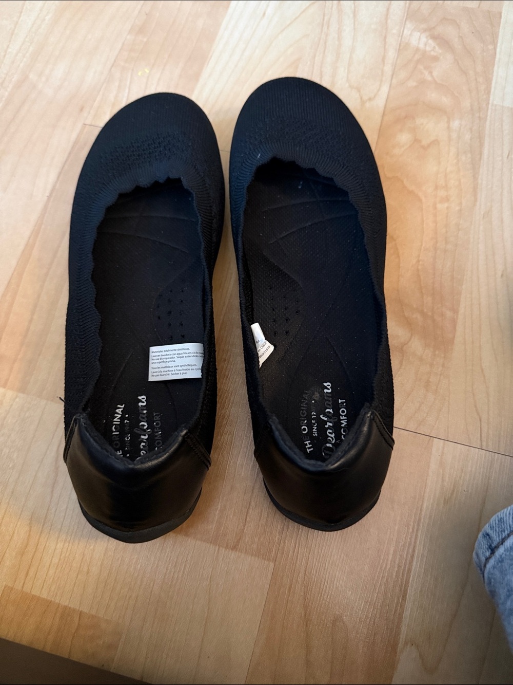 dearfoams Black Knit Slip-On Ballet Flats